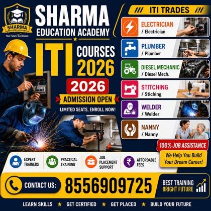 ITI Trades — 2026 Admission — Sharma Education Academy information poster