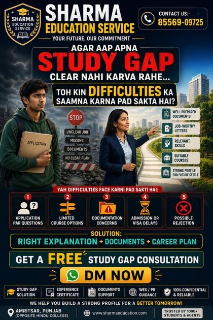 What an Unresolved Study Gap Can Cost You — Sharma Education Academy information poster